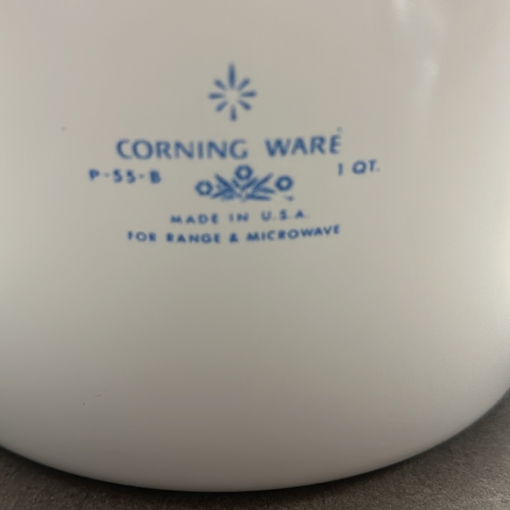 Pyrex Blue Coneflower sauce maker dish with lid and handle 1 quart. Never used. - Picture 7 of 15